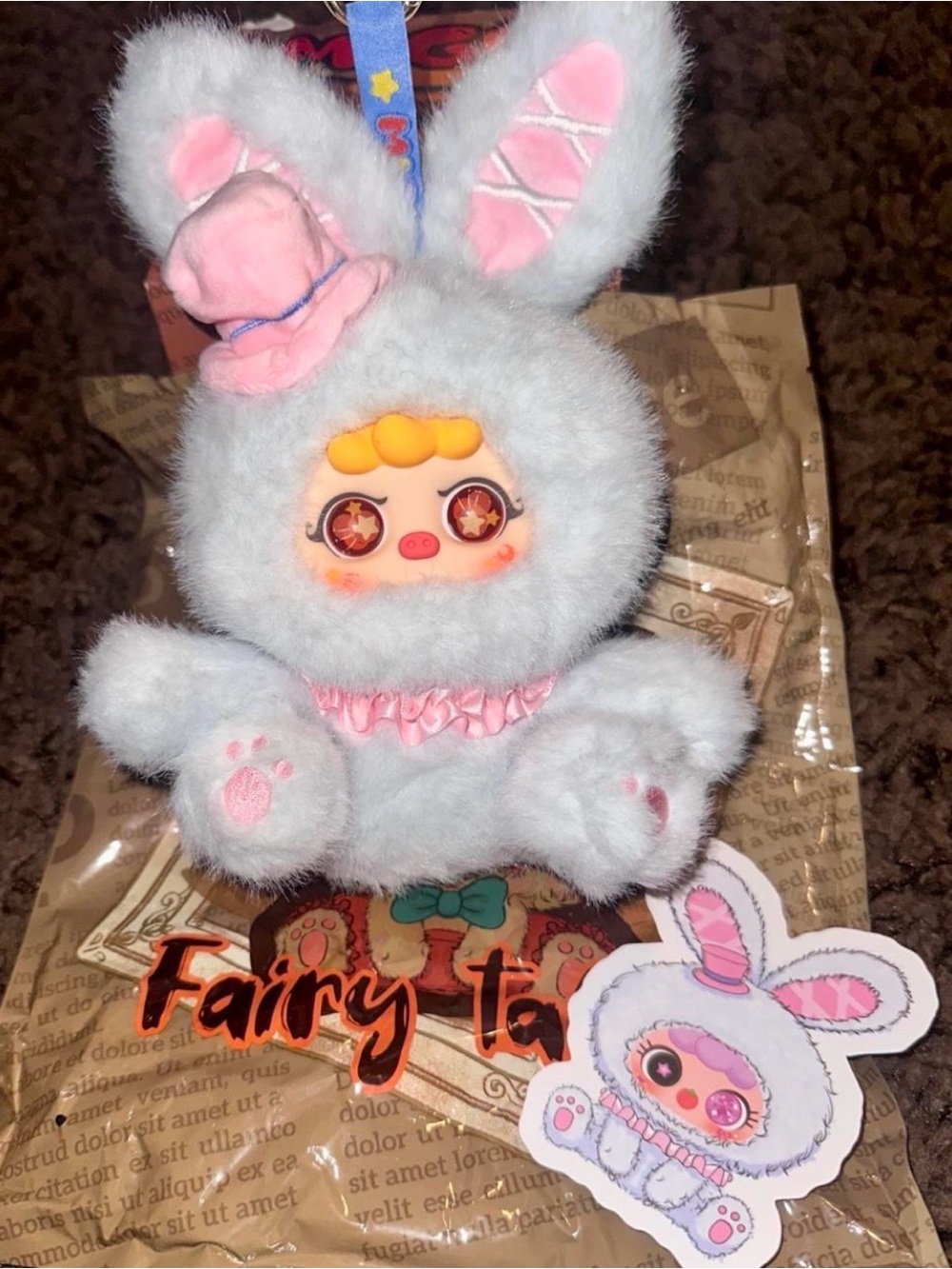 Plush Bunny Keychain - White & Pink Cute Character